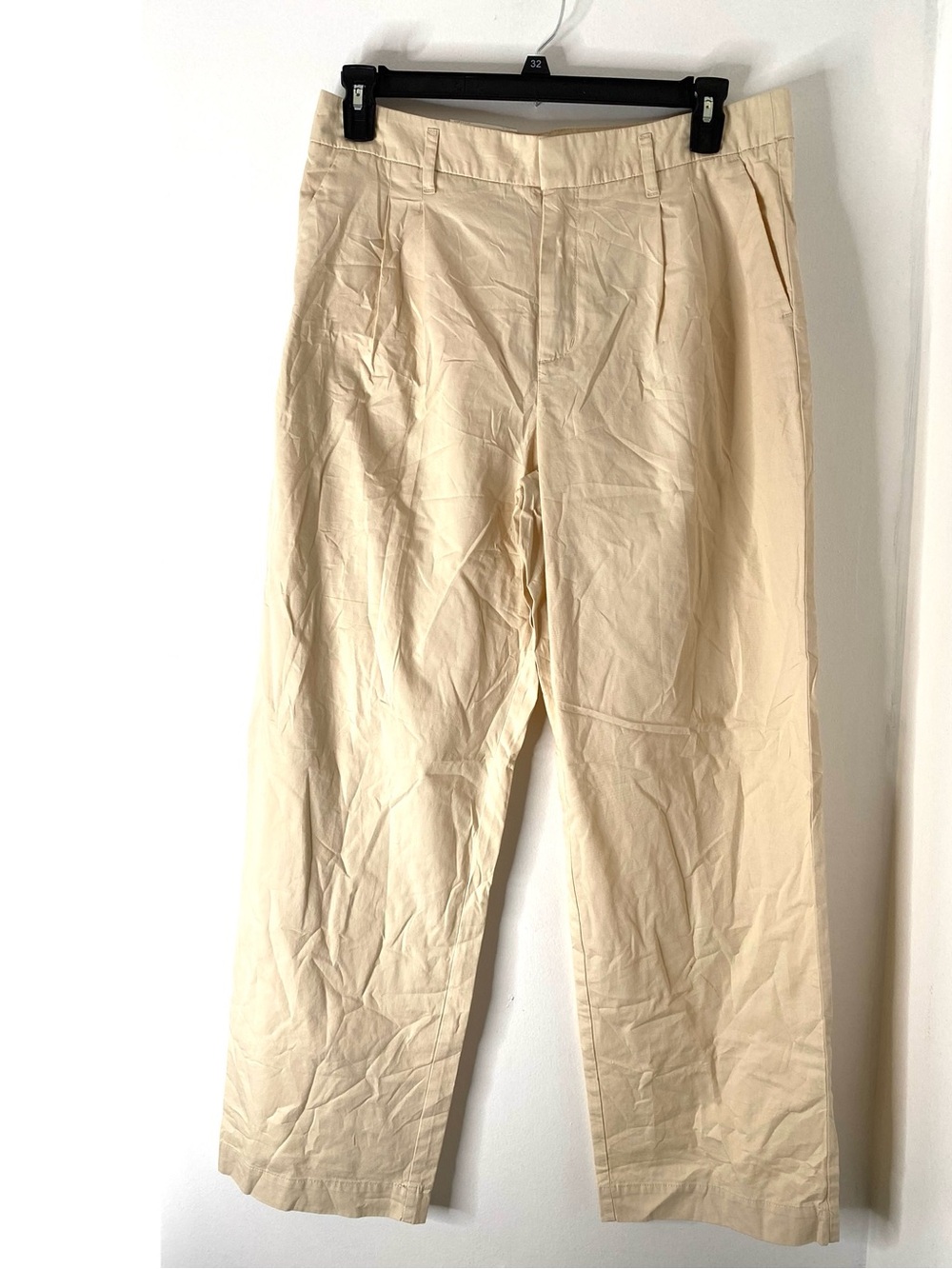a new day NWT Cream High Rise Straight Leg Cotton Pants Relaxed Fit